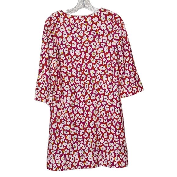 June Connally V neck pink white floral abstract above knee summer dress Size M - Picture 12 of 12